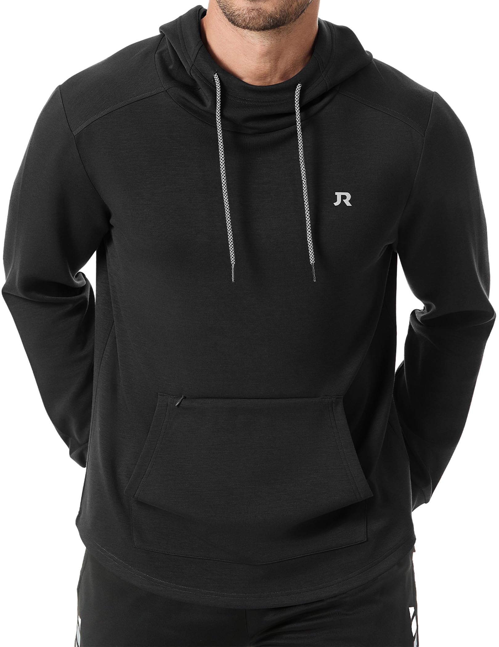 JMIERRMens Athletic Hoodies Sport Sweatshirt Solid Muscle Fit Drawstring Pullover Sweatshirts with Zipper Kanga Pockets