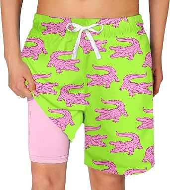 BFUSTYLE Boys Swim Trunks Kid Swim Short with Compression Liner Little Boys Bathing Suit