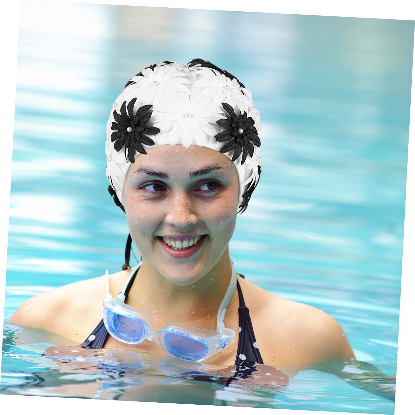 BESPORTBLE Bonnet De Bain Fleur Perle Bonnets De Bain Adultes Chapeau De Natation Femme Chapeau De Bain Piscine Bouchon d'eau pour Enfants Bonnets De Bain pour Filles Les Fleurs sont en Nylon