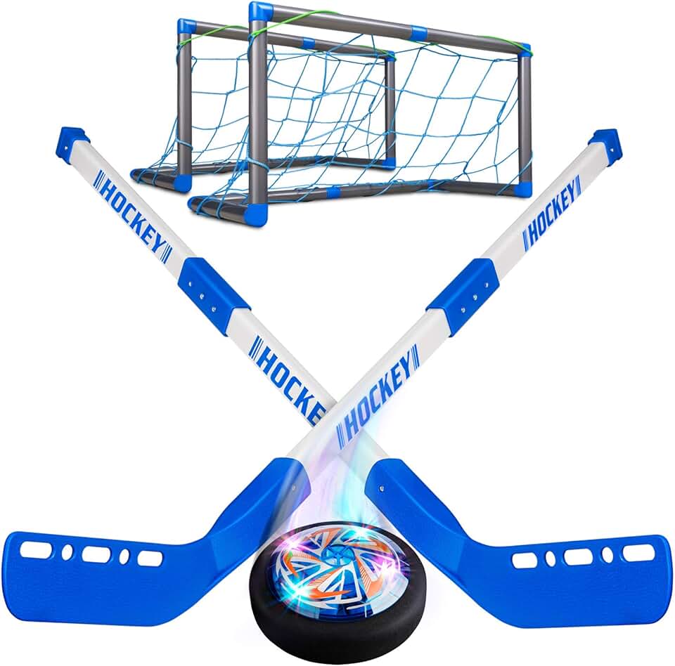 kids hockey net and sticks