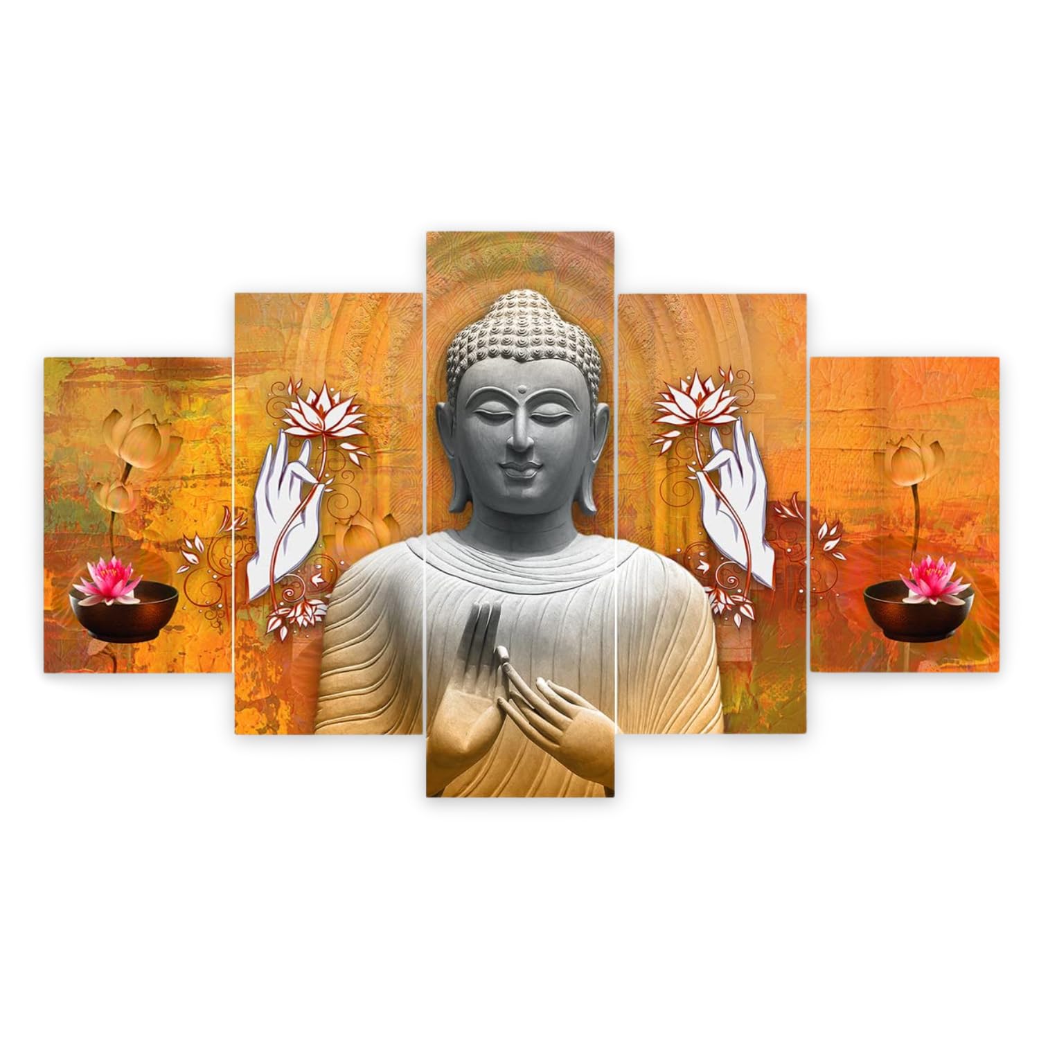 Masstone Buddha Wall Painting | Buddha Painting for Wall Decoration (30×17 Inch) | Gautam Buddha Wall Painting Set of 5 | Wall Paintings for Home Decoration | Buddha Paintings for Living Room Masstone Buddha Wall Painting | Buddha Painting for Wall Decoration (30×17 Inch) | Gautam Buddha Wall Painting Set of 5 | Wall Paintings for Home Decoration | Buddha Paintings for Living Room