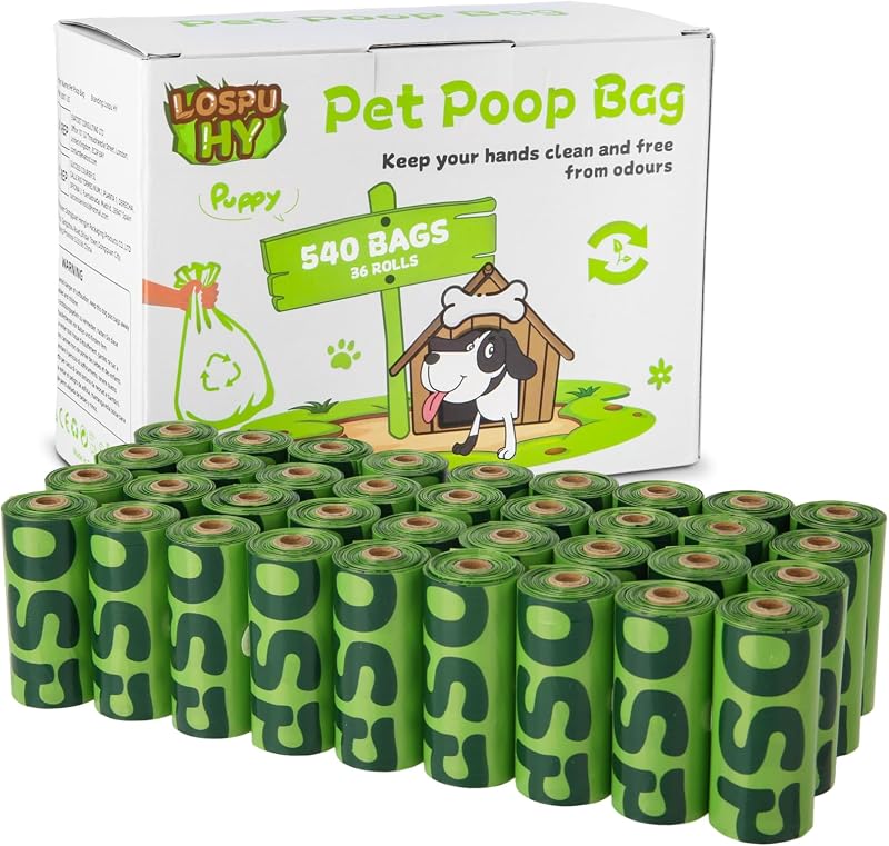 Bolsas para Fezes de Cães com Aroma de Lavanda, Extra Grossas e Resistentes a Rasgos Lospu HY, 540 Unidades