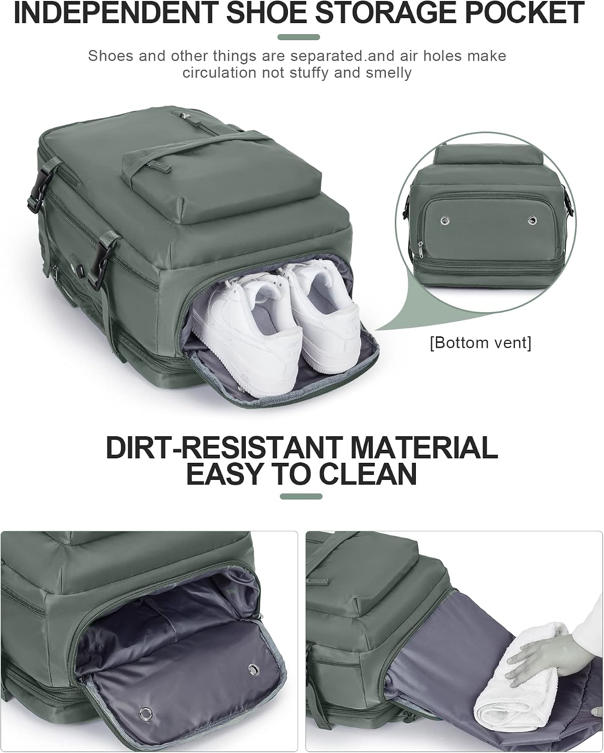 WONHOX Mochila grande para laptop de viagem, expansível, aprovada por voos, mochila de mão para mulheres e homens, impermeável, 43.2 cm, mochila para laptop, caminhada, trabalho, com compartimento
