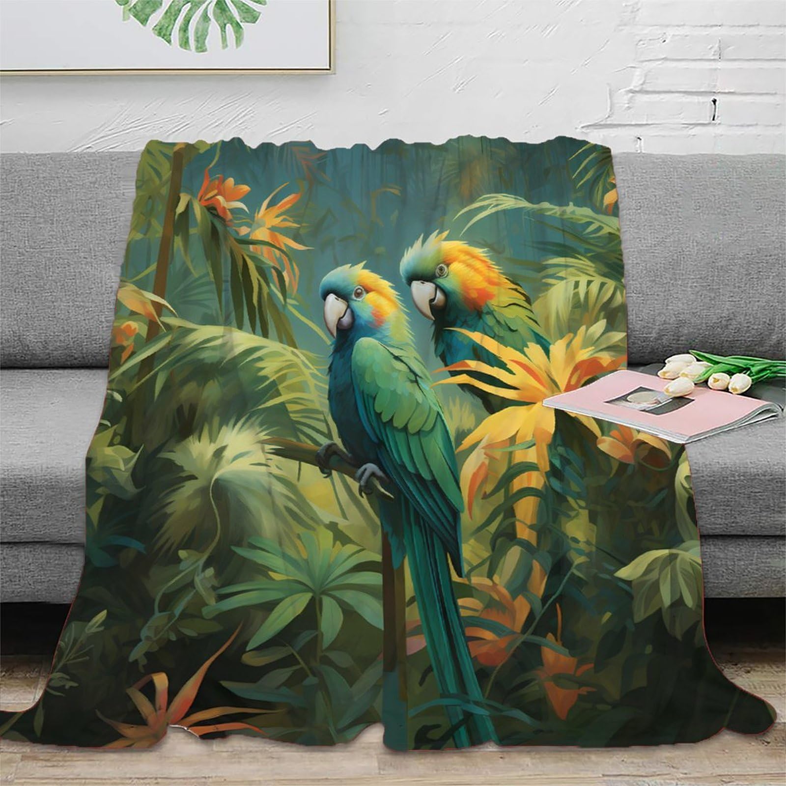 Couverture tropicale perroquet 3D une idée cadeau idéale pour la famille