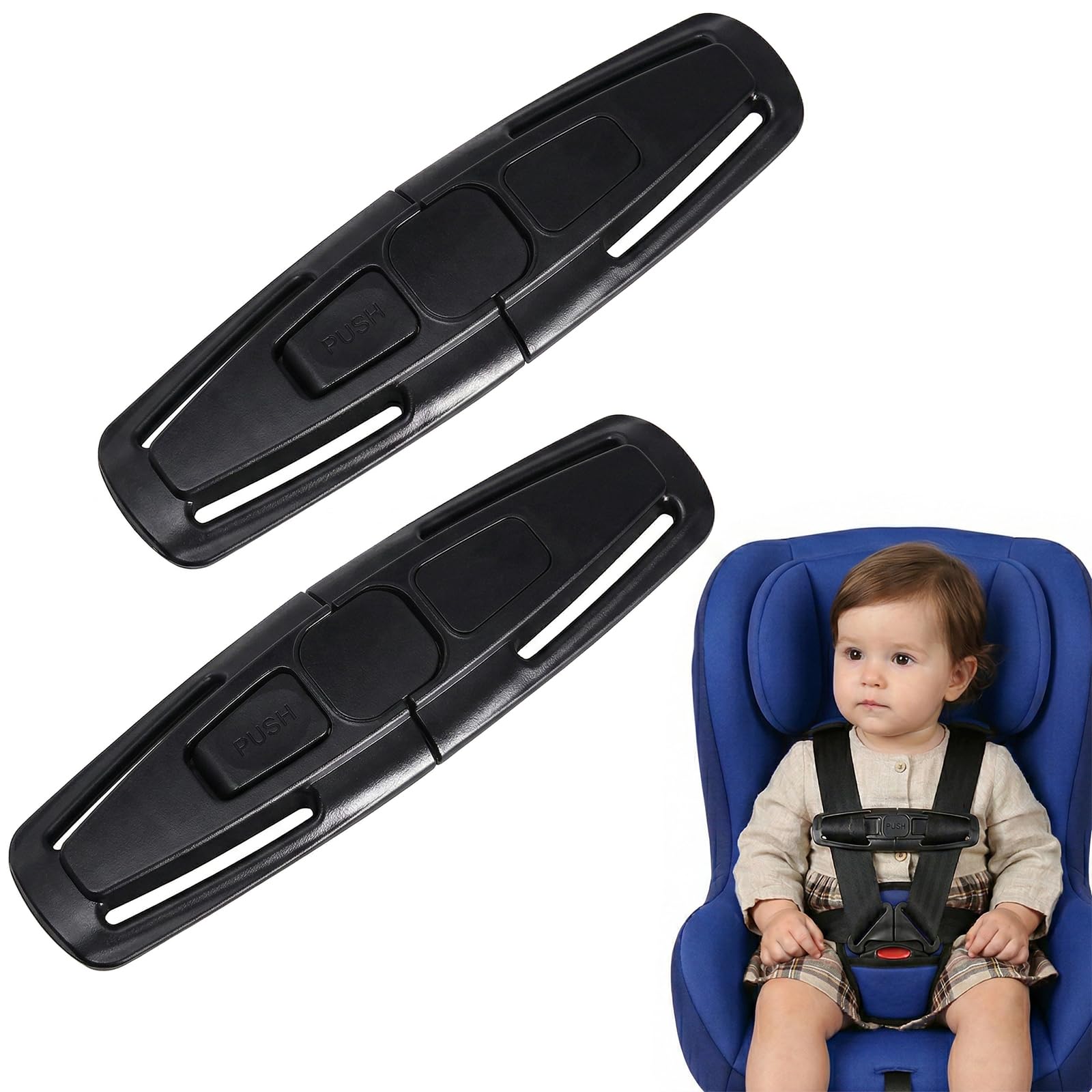 2 Stück Abschnallschutz Kindersitz, Kindersitz Gurtschloss-Sicherung, für Autositze mit abnehmbaren Gurten, Sicherheitsgurt Clip, Abschnallen Schutz, Kinderwagen Und Hochstuhl, Gurt Sicherung