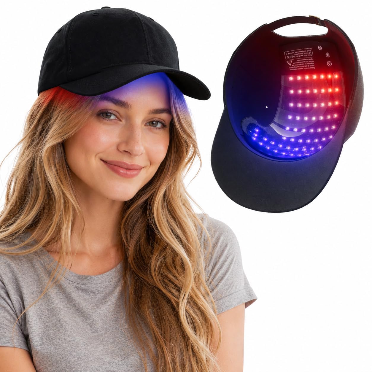 Zorzel 49pcs Lamp Beads Hair Growth Hat, Adjustable Hair Loss Therapy Treatment Instrument with 4 Modes Setting and 2 wavelengths of 470nm and 630nm, for Hair Regrowth and Hair Loss Treatment-image-12