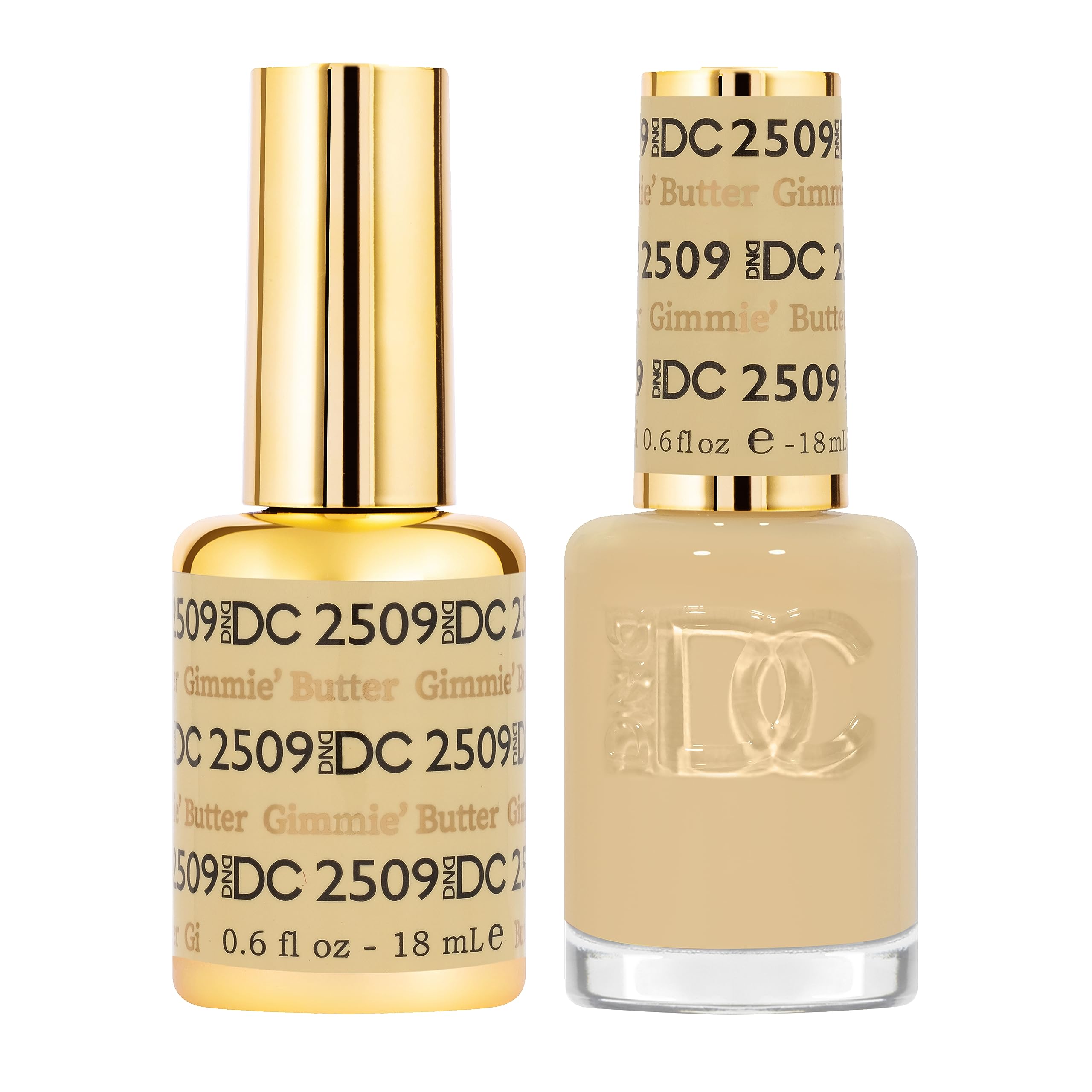 DND DC Gel Polish Set, Free Spirit Collection, UV/LED Gel Polish and Air Dry Nail Lacquer, Matching Chip-Free Polish Duo, 2509 Gimmie’ Butter, 0.5 Fl Oz