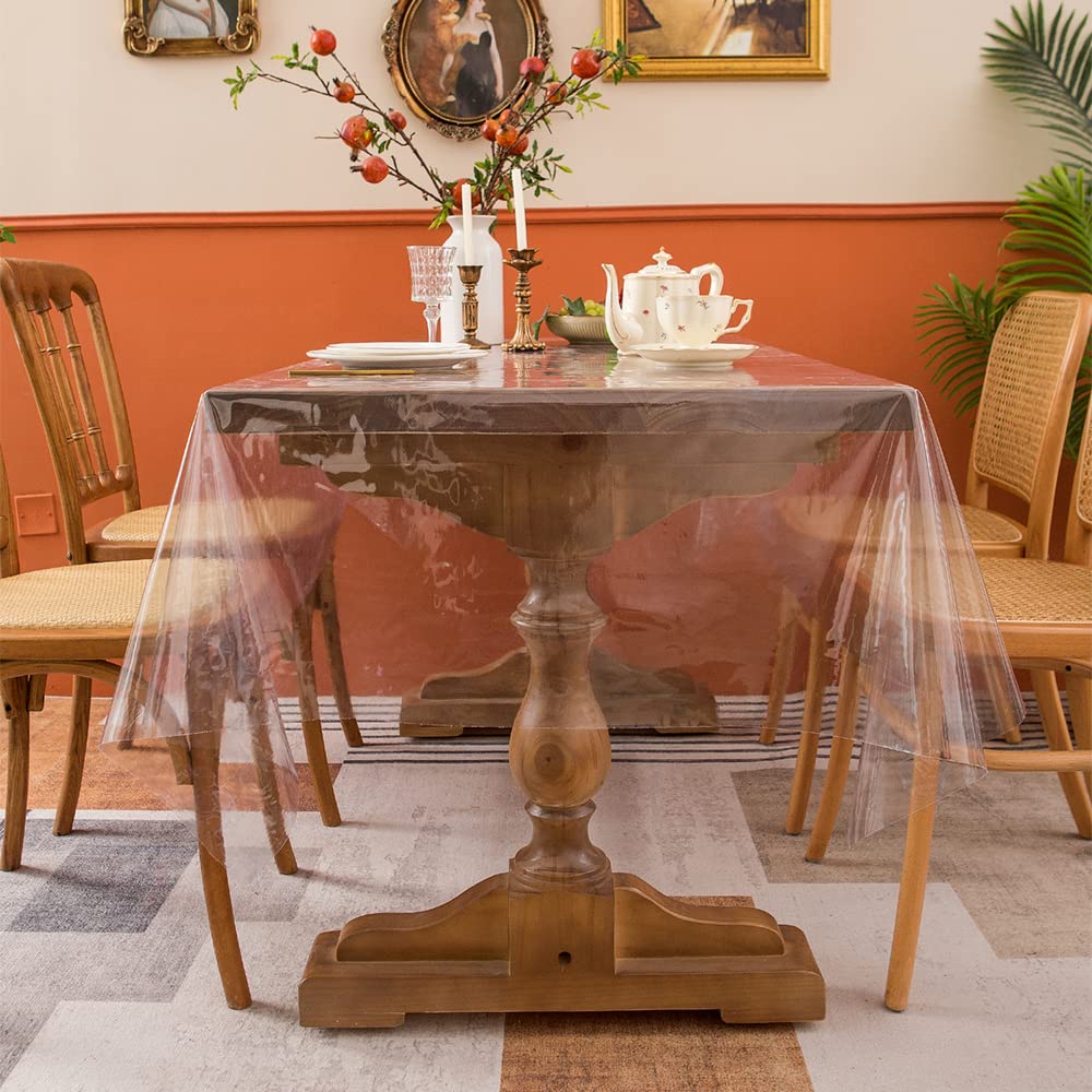 Protection De Table Transparente En PVC - 72x152cm, épaisseur 1.5mm - Imperméable, Résistante à La Chaleur, Facile à Nettoyer
