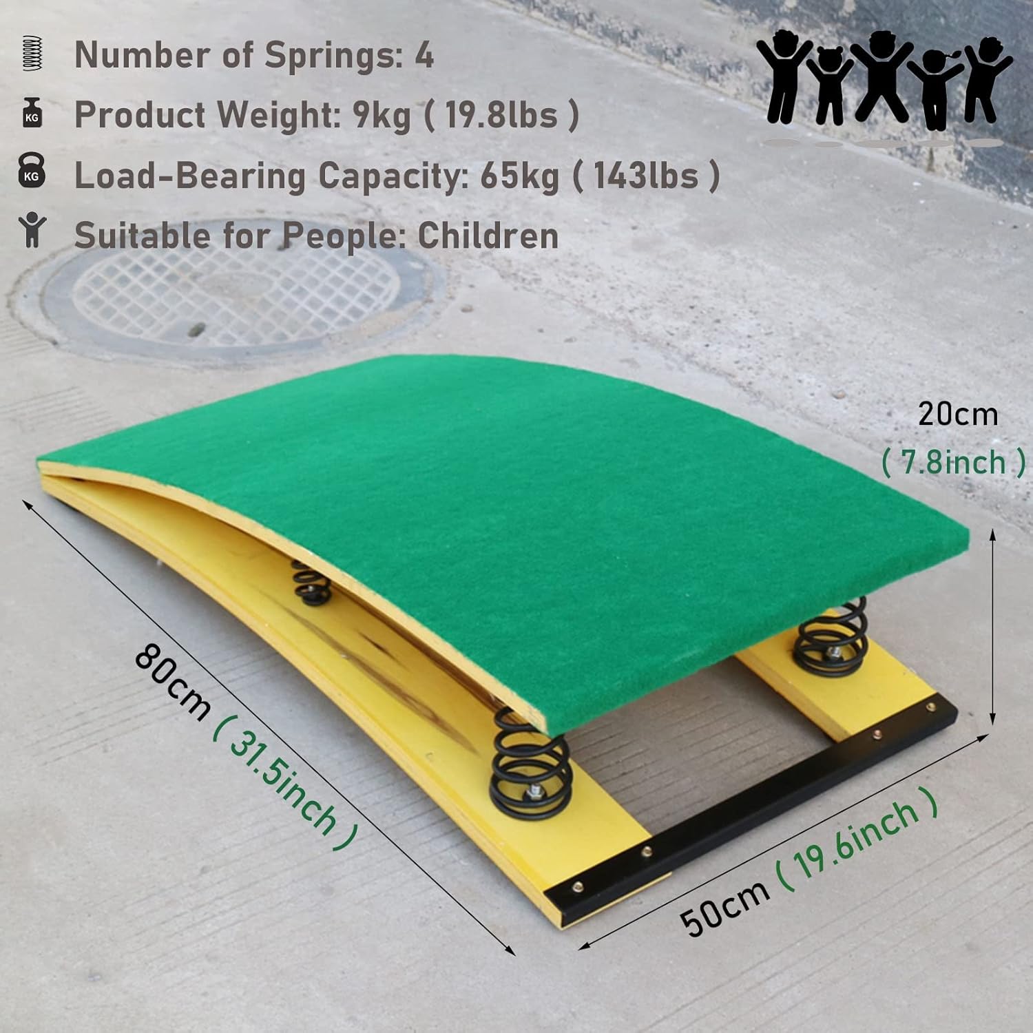 Vaulting for Kids - Jumping Aid Training Board, Curved Wooden Takeoff Board for Backflip Practice, Ideal for Kindergarten & Gym Use