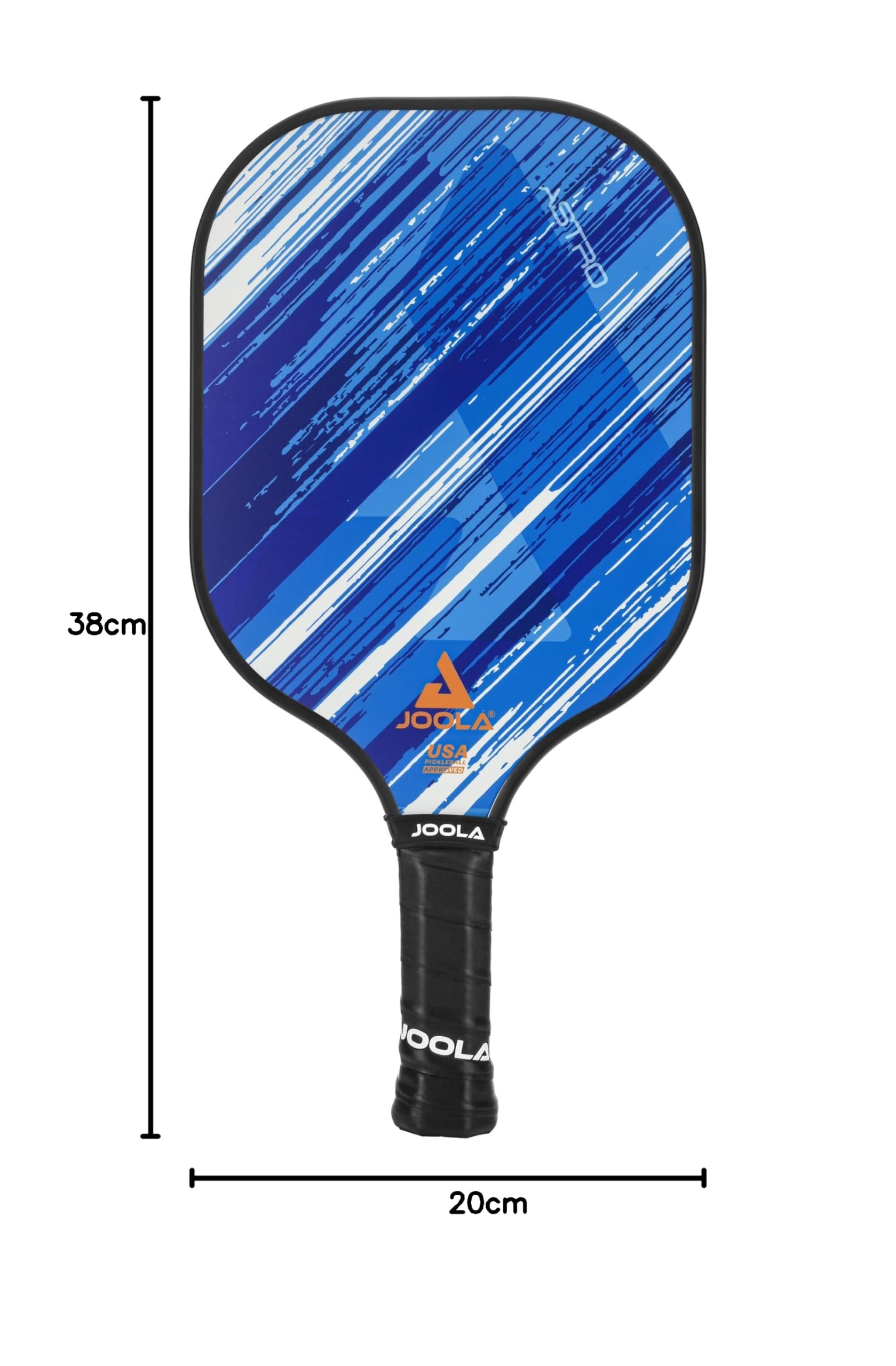 JOOLA Raquette de Pickleball Astro 12 avec Surface en Fibre de Verre, Noyau en Polymère et Certification USAPA - Idéale pour Débutants et Joueurs Récréatifs, Bleu, 38 x 20 cm