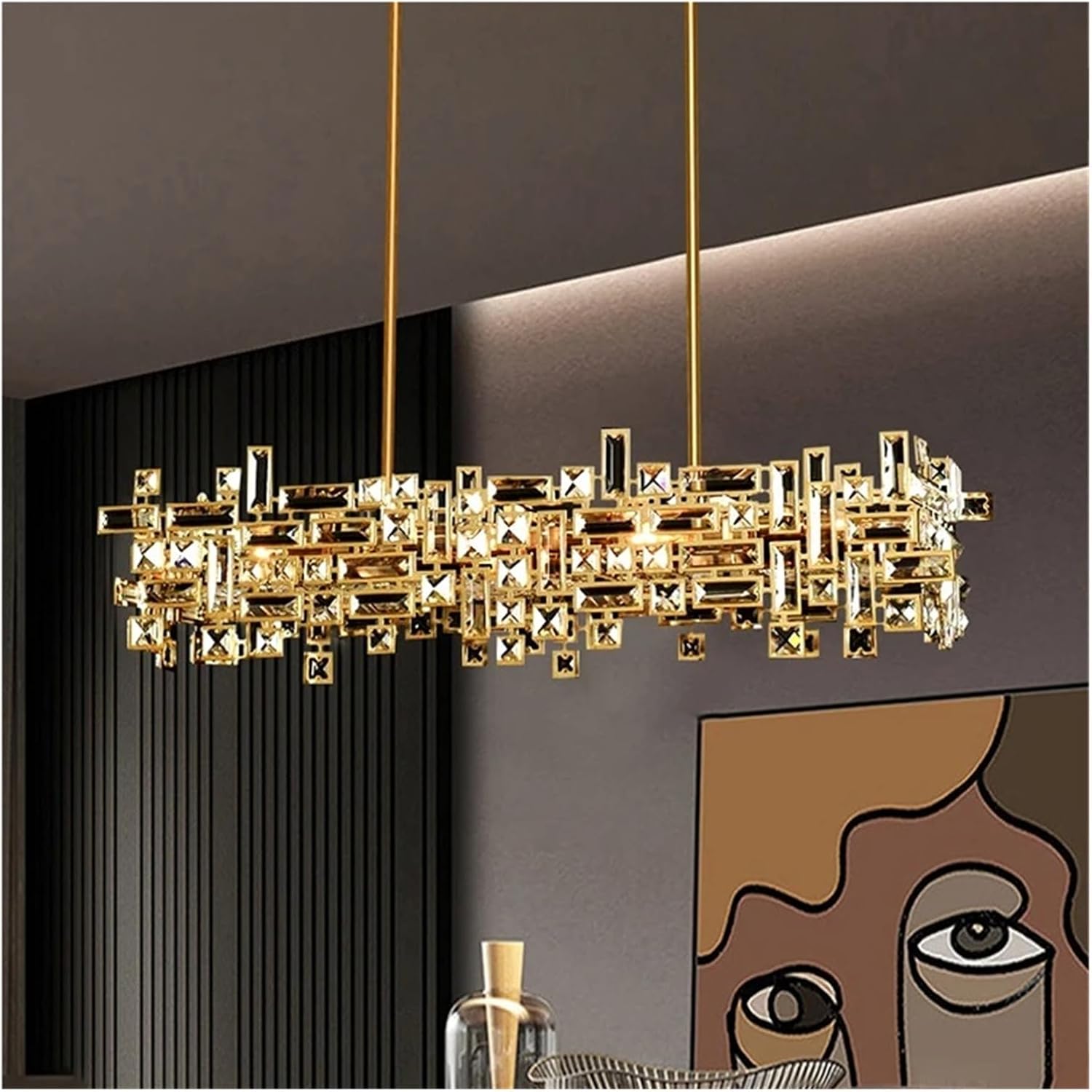 Modern Led Luxury K9 Crystal Dining Room Chandelier Living Room, Kitchen Island, Bedroom Gold Upholstery Lighting Chandelier,for Decoration