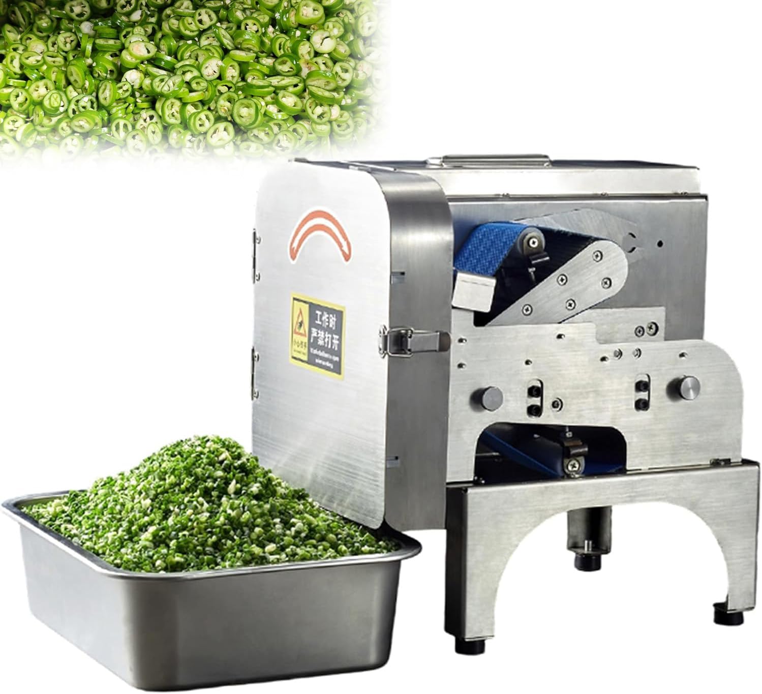 Commercial Scallion Slicer, Electric Vegetable Fruit Slicer, Production Capacity 200kg/h, Speed 900 RPM, Thickness Adjustment 1-30mm, Scallion Cutter Food Processor for Garlic Ginger Chili Potato