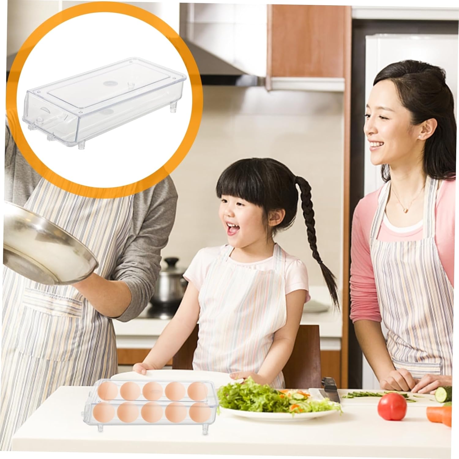 POPETPOP Stackable Egg Storage Box with Lid Portable Refrigerator Egg Holder for Kitchen Organization
