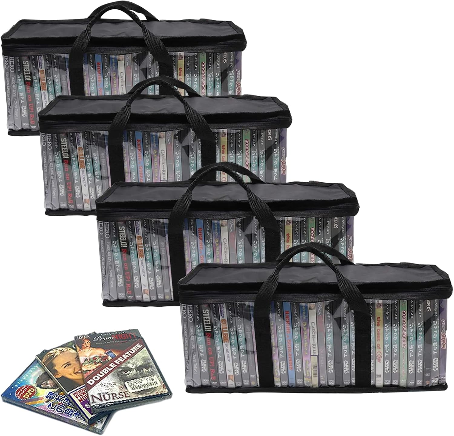 Babibob Home DVD Storage Bags Set of 4 Transparent PVC Media Storage
