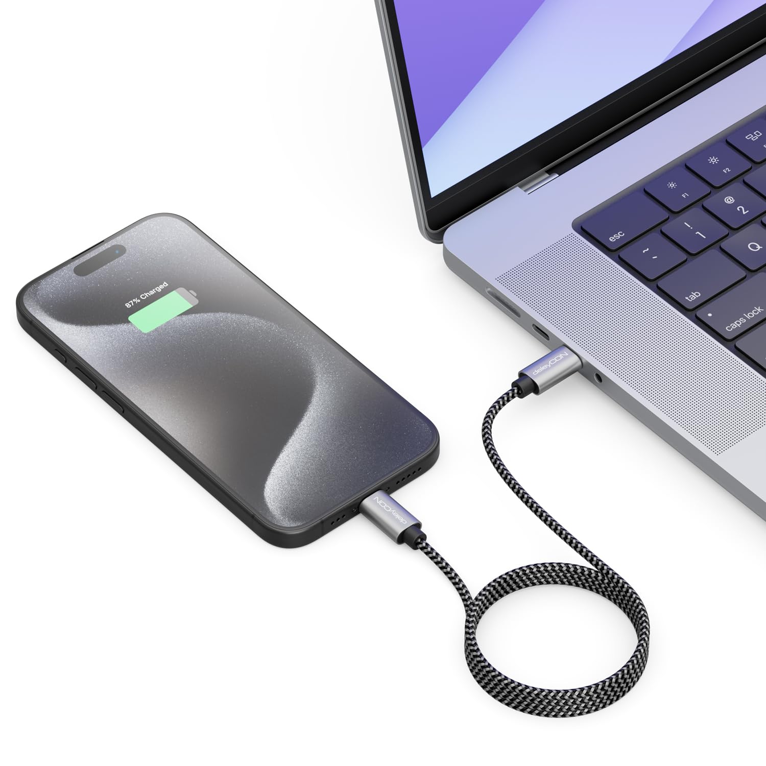 deleyCON Cavo USB C SET PD3.0 (60W Ricarica Rapida) 1x 0,5m 1x 1m 1x 2m Cavo di Ricarica USB-C a USB-C per iPhone 16 15 Pro Max Samsung Galaxy S24 S23 S22 Pixel iPad Pro MacBook Air Tablets Switch PS5