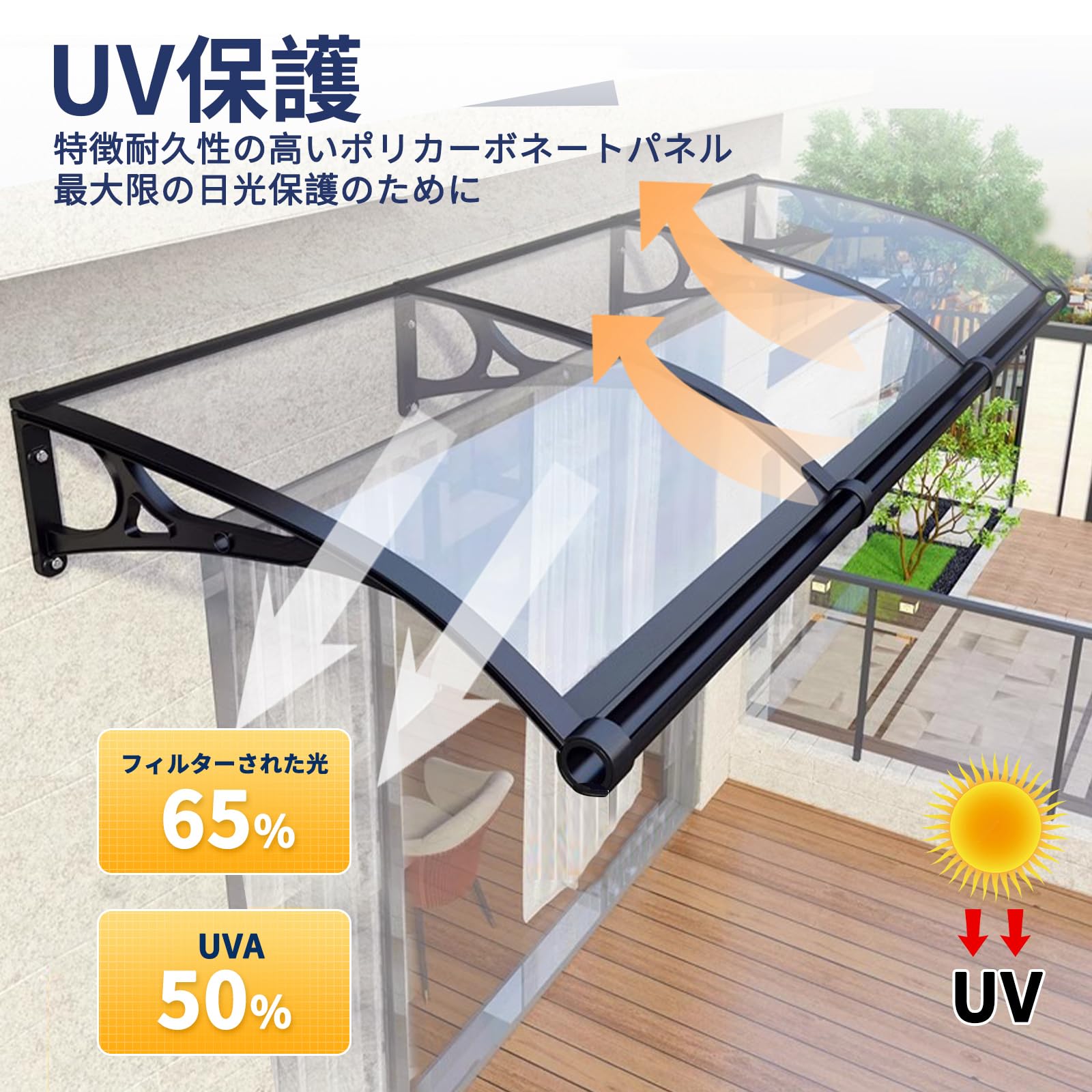Amazon.co.jp: アルミブラケット付き屋根庇 雨よけ, 後付けひさし 玄関