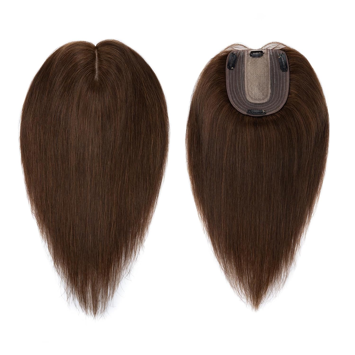 MY-LADY Human Hair Toppers Without Bangs for Women 10 Inch Grey Silk Base 150% Density Clip in Top Pieces for Thinning Hair Loss