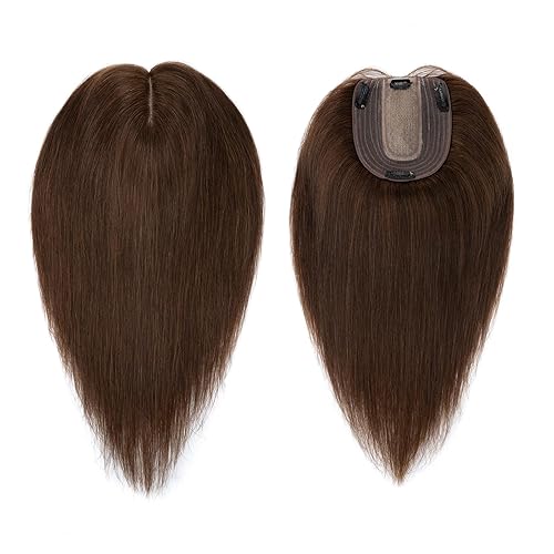 Miniatura 7 de MY-LADY Extensiones de cabello humano con clip para mujer, densidad del 130%, 3.9 x 4.7 in, base de seda, 1.41 oz, 12 pulgadas, #6, color marrón