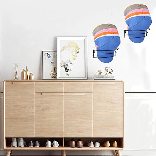 Miniatura 3 de Anrialfu Percheros para gorras de béisbol de pared, 2 paquetes de organizadores de sombreros de metal para gorras de béisbol para almacenamiento de