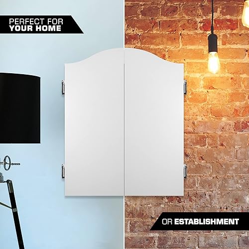 Miniatura 2 de Mission Darts Gabinete de madera de lujo resistente de la diana, blanco, (CAB011)