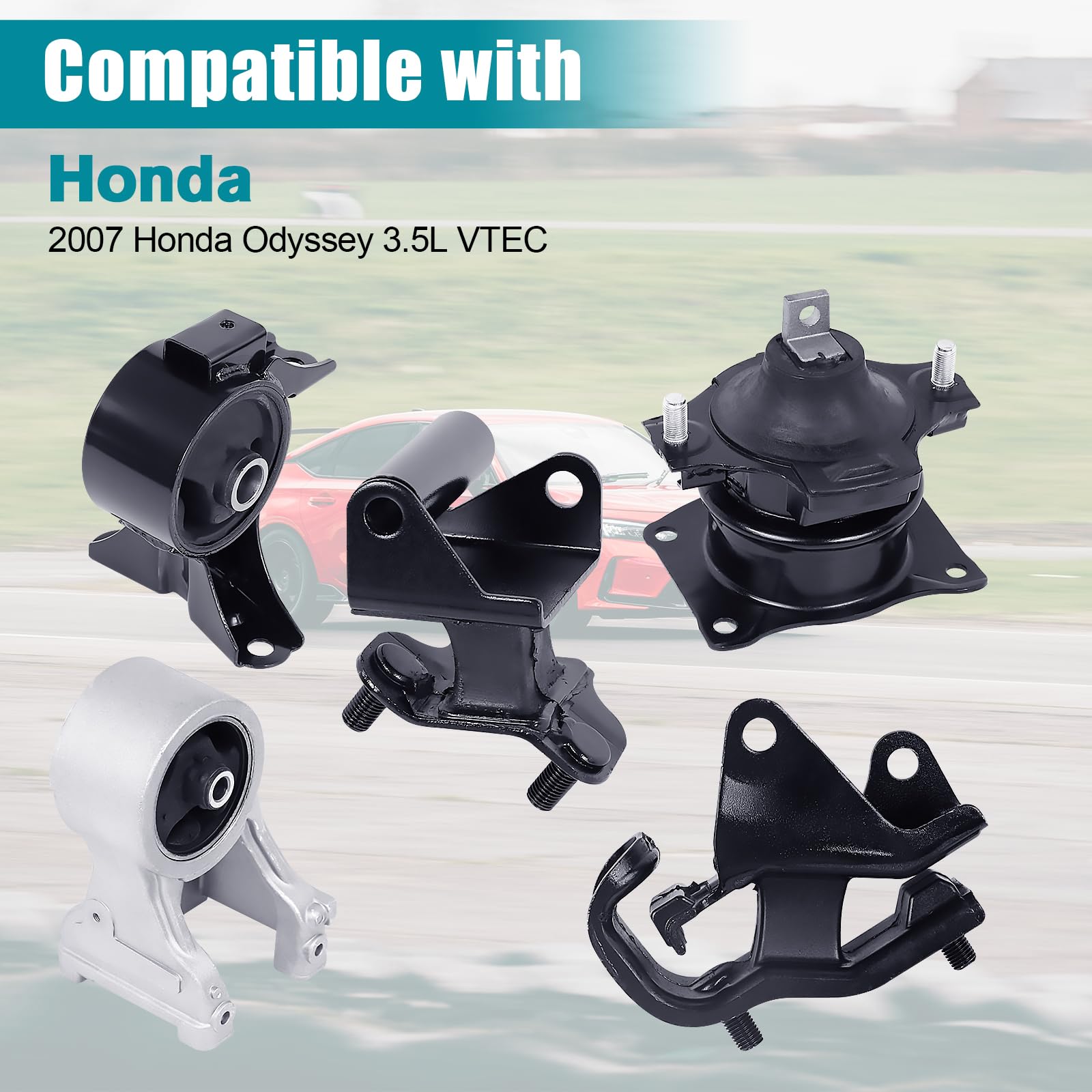 Front & Rear Transmission Mounts, Left Side; 2Pcs Set For Honda Odyssey