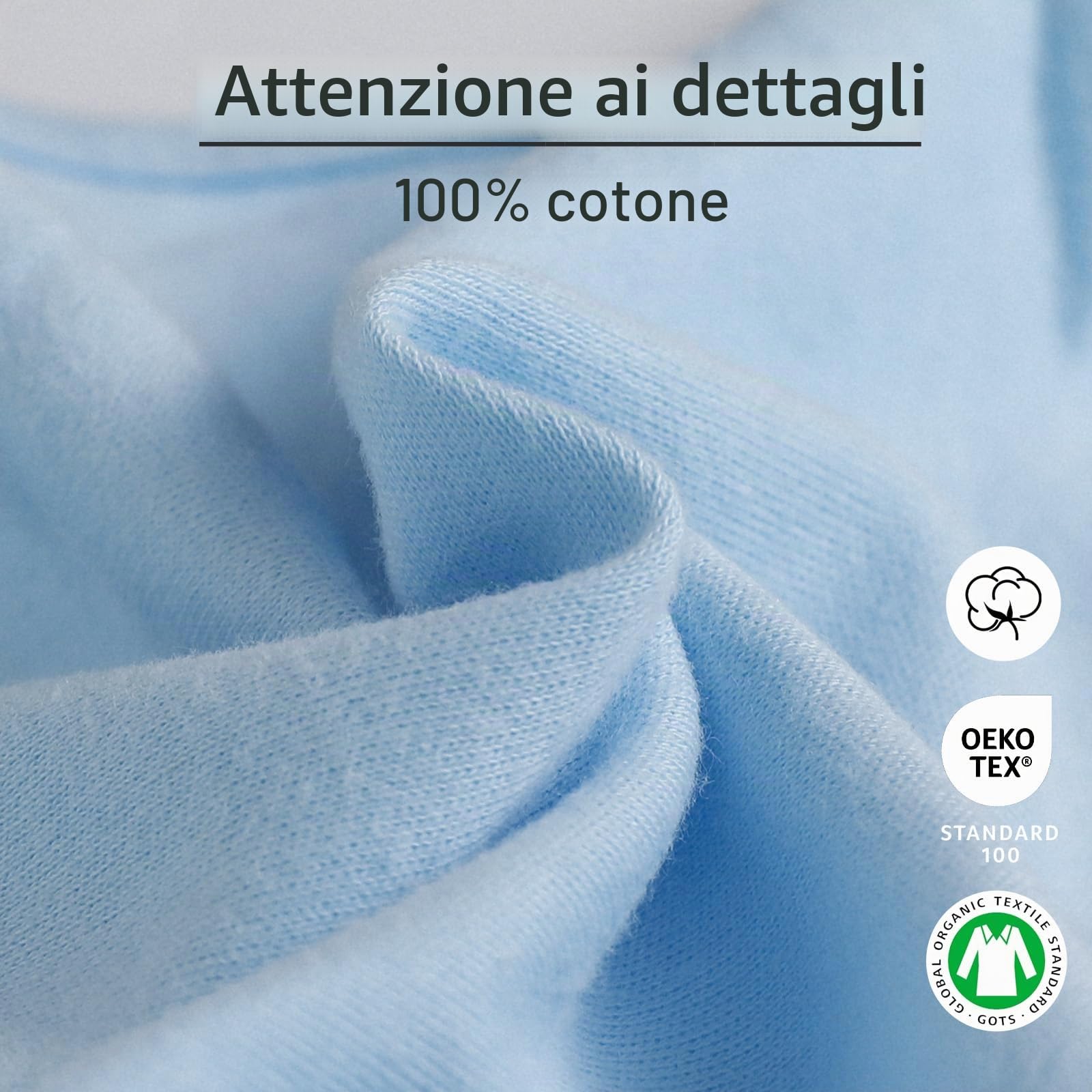 GLLQUEN BABY 0-3 mesi Pucksack Baby Swaddles Sacco nanna, sacco nanna per tutti, unisex, set di 3 pannolini, 100% cotone biologico (azzurro cielo)
