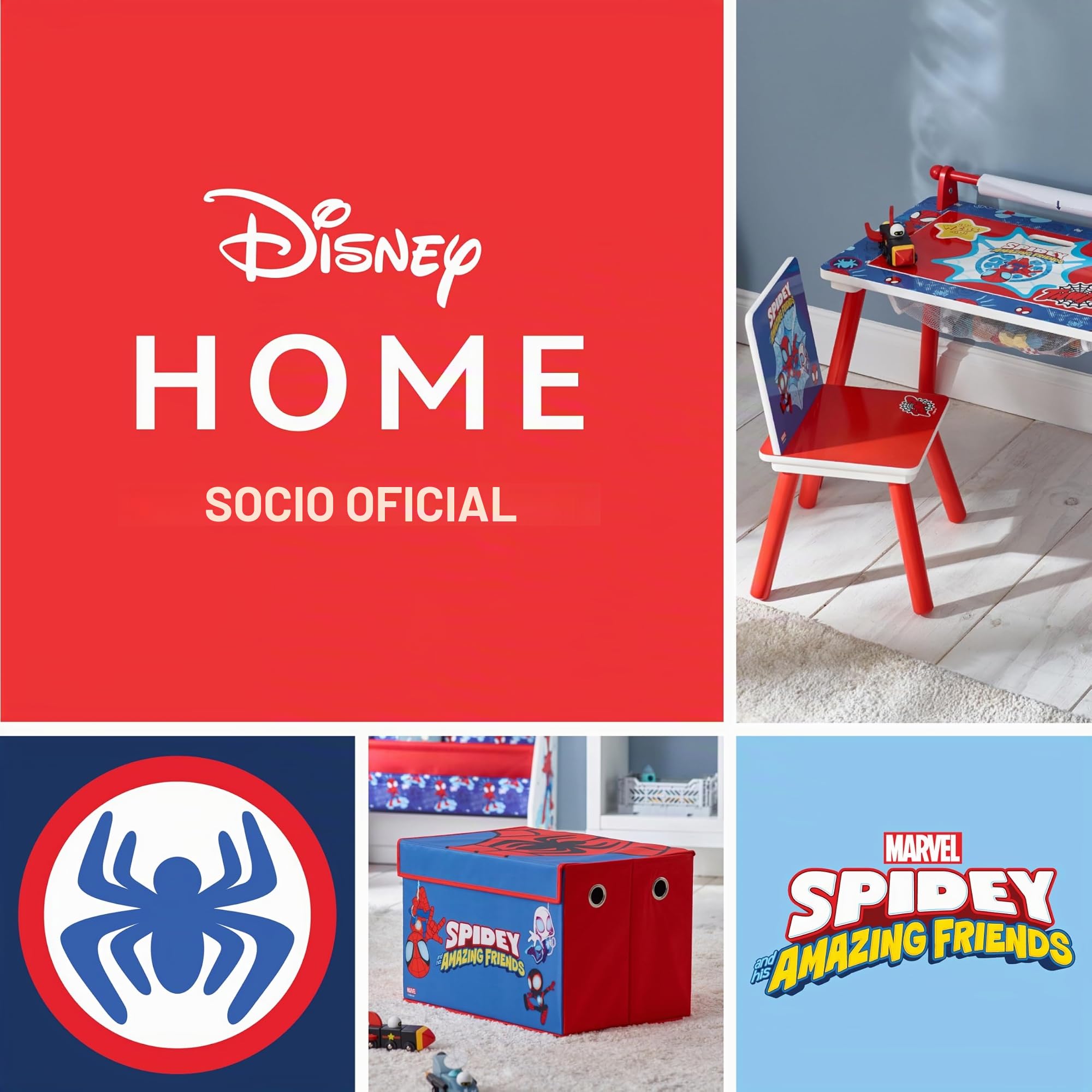 SPIDER-MAN Marvel Spiderman - Baúl para juguetes de madera y tela