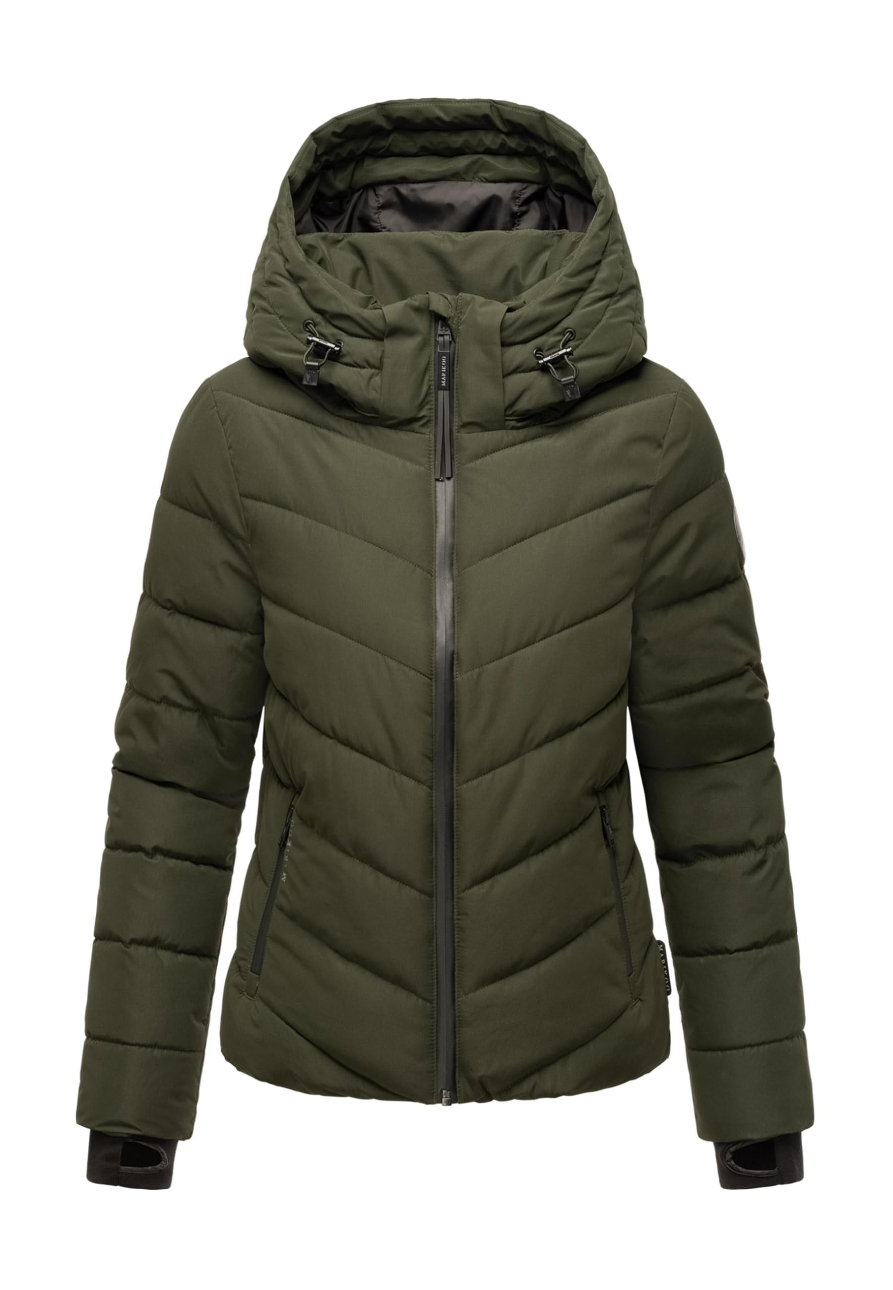MARIKOO Winterjacke Damen (XS-3XL) - Wasserabweisend, Warm, Kapuze abnehmbar, Winddicht - Steppjacke, Frauen - Stehkragen, 4 Taschen, verlängerter Zipper