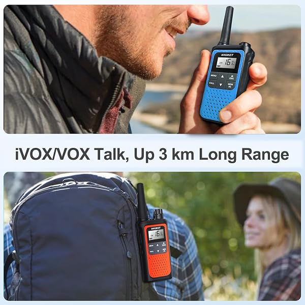 NXGKET Walkie Talkies for Adults Long Range,3Pcs PMR446 Rechargeable walkie talkie w/Built-In Batteries,16 Channels Radios with USB Type-C Cable,VOX Hand-free Auto Squelch for Outdoor Camping Hiking - 4