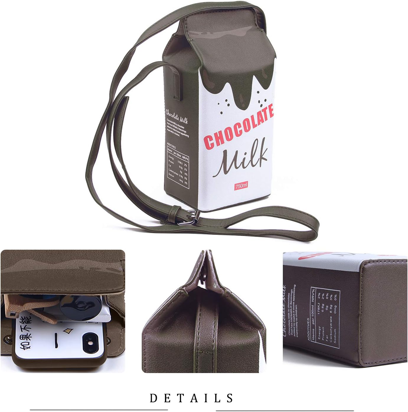 Fruits Banana Strawberry Milk Box Cross Body Purse Bag Women Phone Wallet Shoulder Bags - Image 5