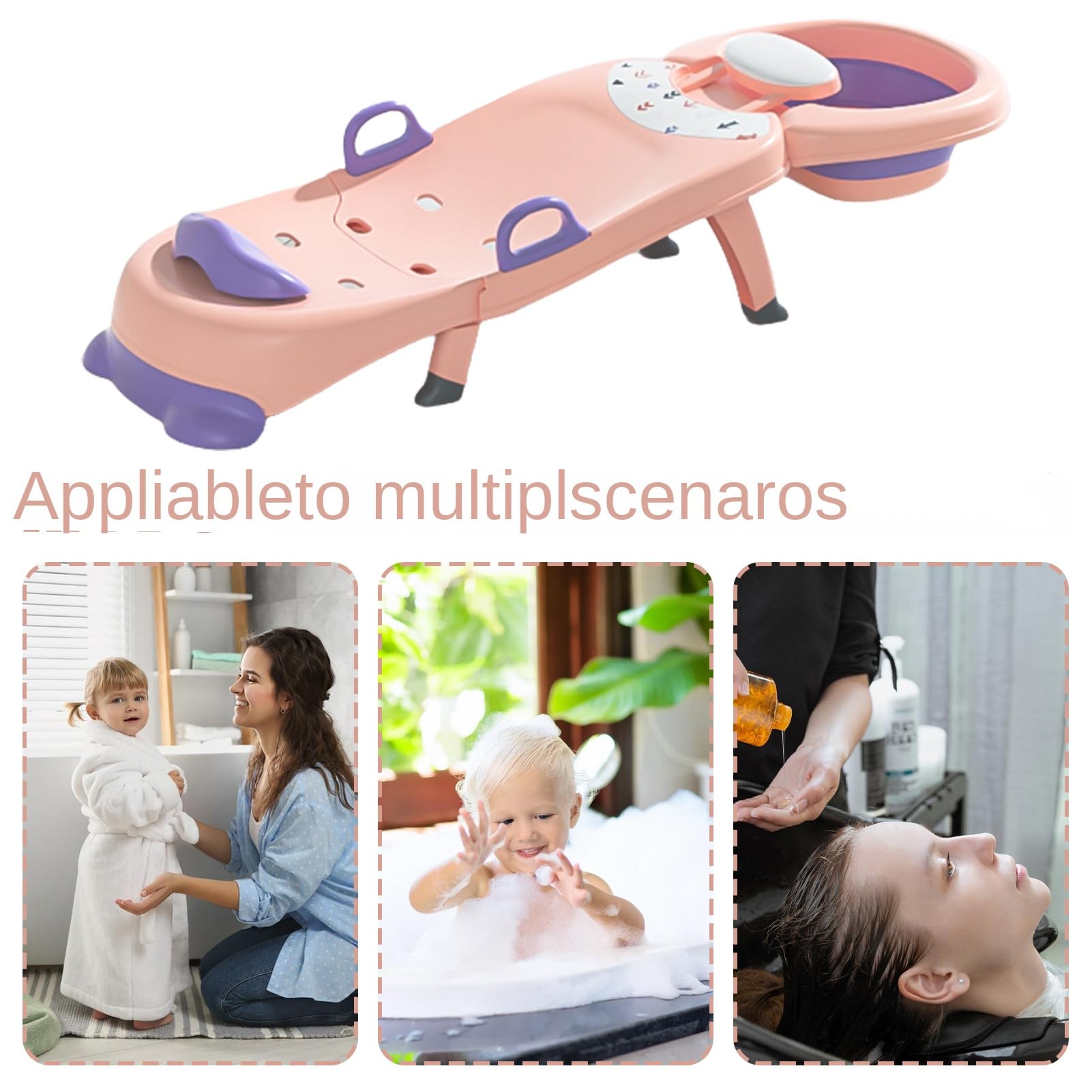 Kinder-Shampoo, faltbar, für Salonsitz, 45,66 Zoll, tragbar, verstellbare | Kopfhalterung, bequemes Reclining-Design für Zuhause, Kleinkinder, Haarpflege-Lösung