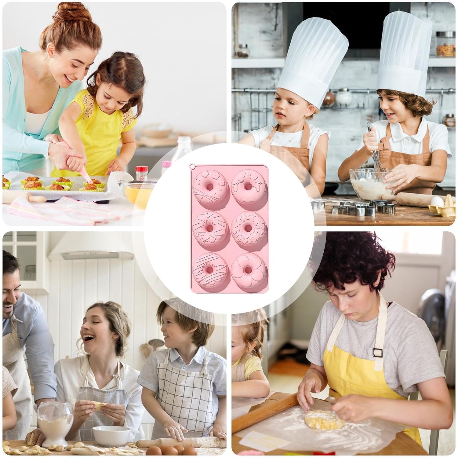 Silicone Donut Molds for Baking 6-Cavity Non-Stick Food-Grade Safe Tray
