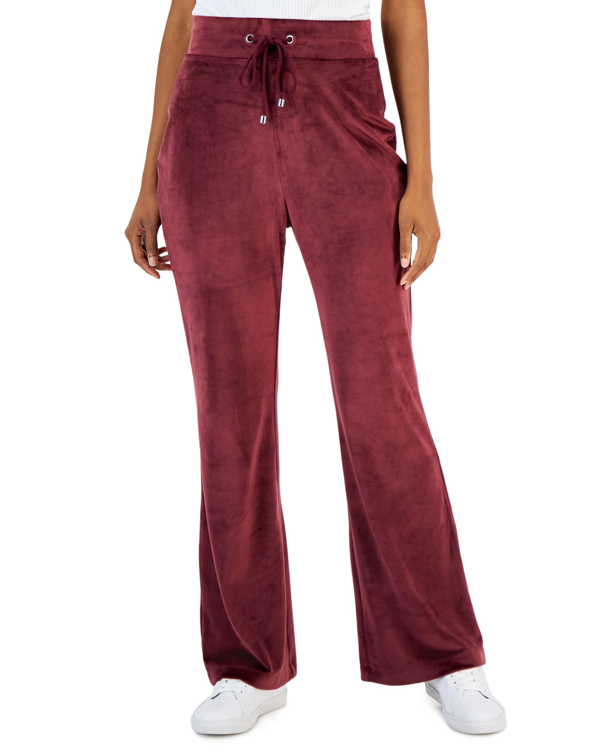 International Concepts Womens Velour High Rise Flare Leg Pants