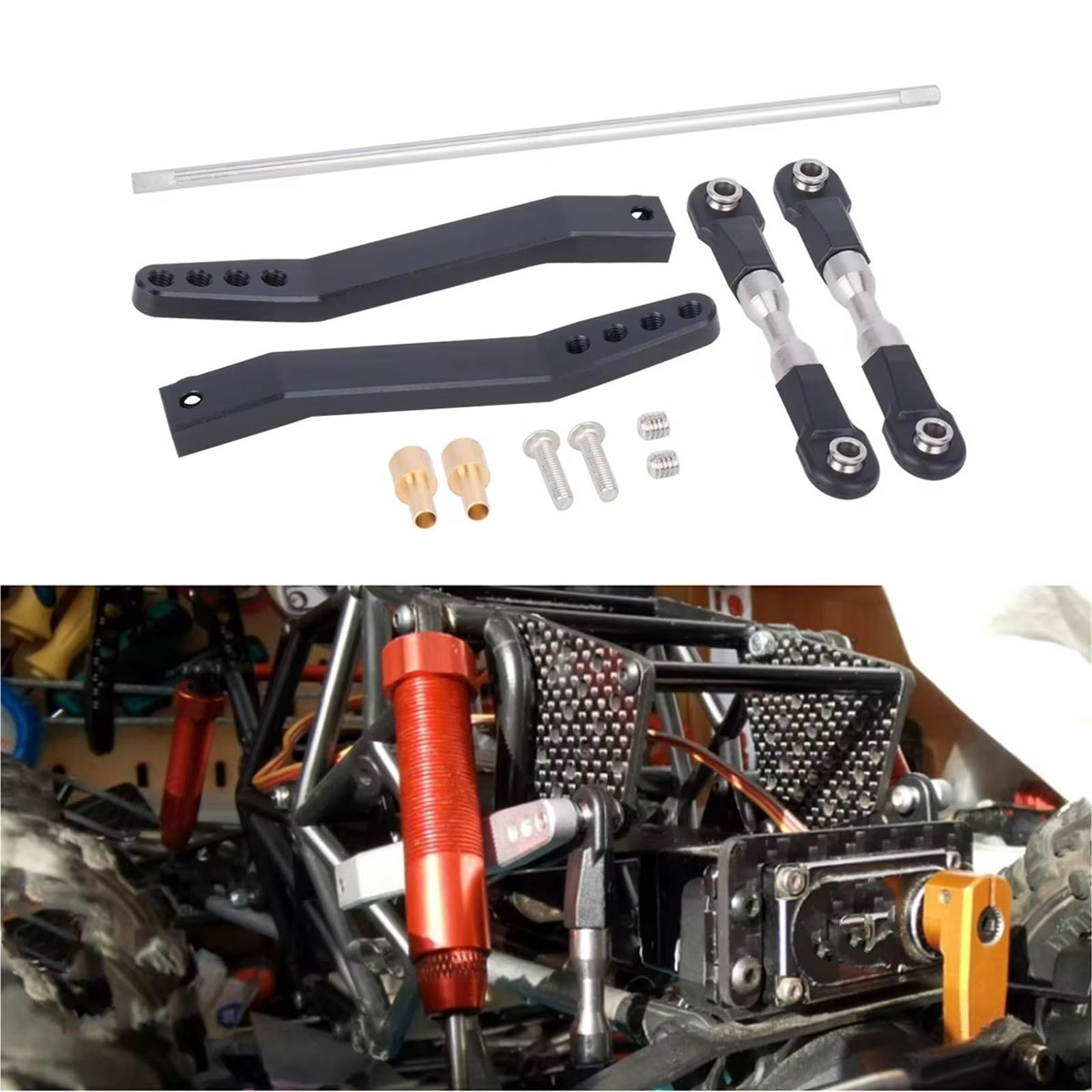 MIXVZARF RC Upgrade Accessories for Axial for RR10 90048 for Vanquish for VS4-10 for Phoenix for LCG 1/10 Metal Anti-Tilt Link Rod Sway Bar Set RC Crawler DIY Upgrade Parts(Silver)