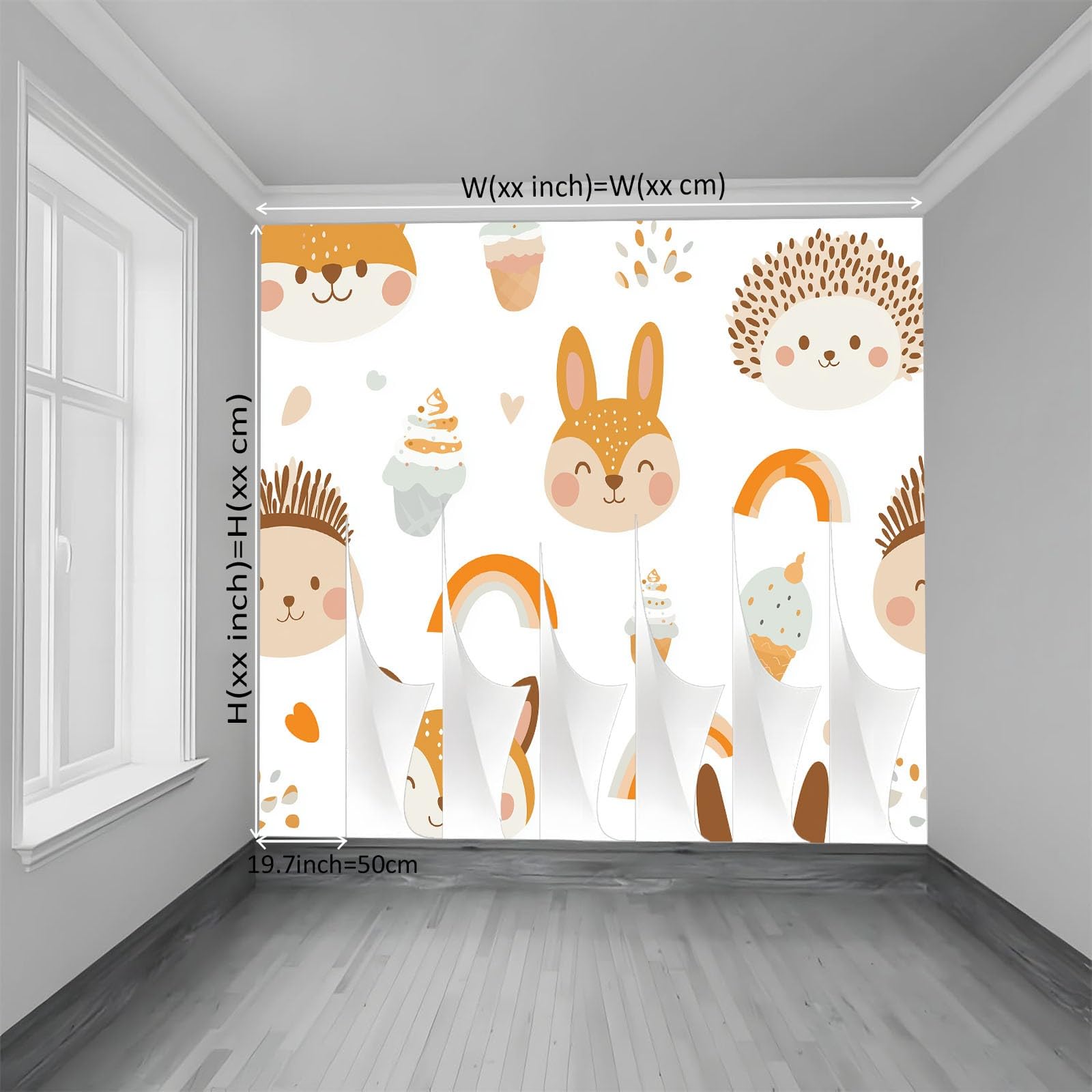 Fototapeta z efektem 3D, kreskówki, zwierzęta, lody, biała, tapeta 500 x 280 cm, tapeta z włókniny, nowoczesna tapeta ścienna, salon, sypialnia, pokój dziecięcy, dekoracja ścienna, tapeta z motywem