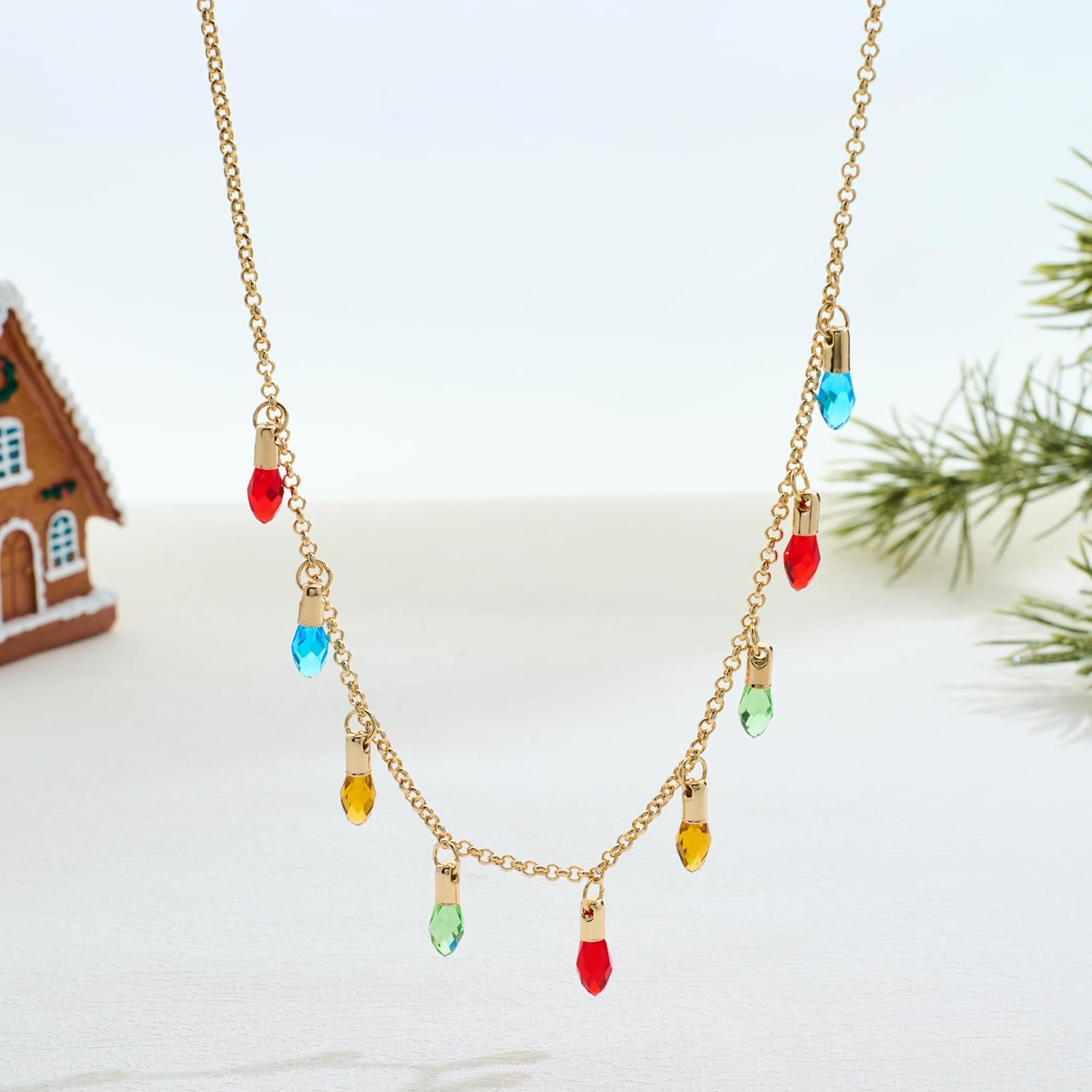 Christmas Chain Necklaces For Women Christmas Colorful Light Pendant Statement Necklace Xmas Fashion Jewelry Gift - Image 6