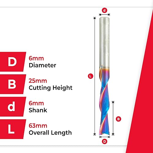 Miniatura 53 de Amana Tool Spektra Extreme Tool Life - Broca de carburo sólido para enrutador de inmersión en espiral, 46416-K, 1/4 de diámetro x 1-1/8 CH x vástago