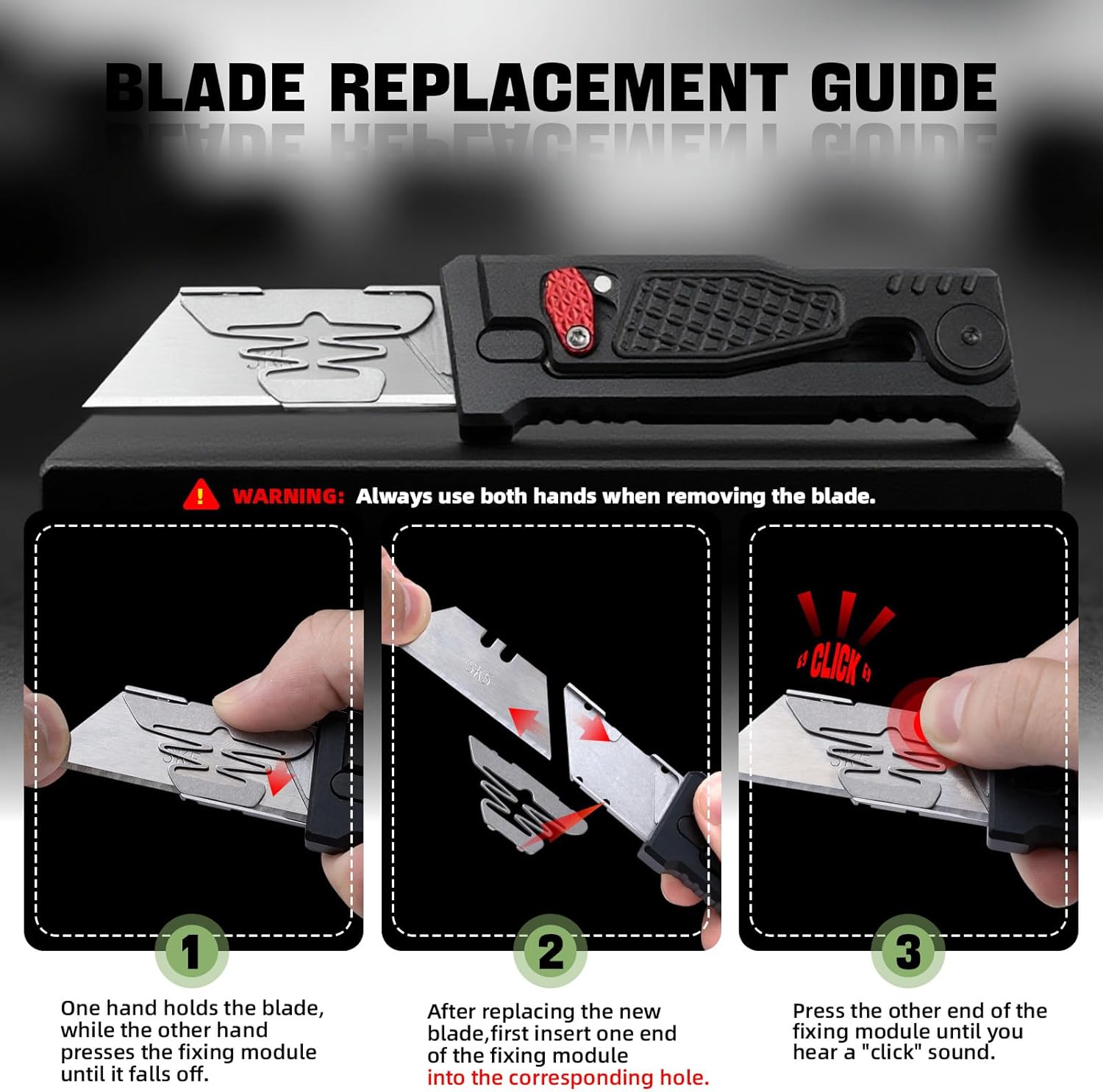 cckk Retractable Utility Knife, Green EDC Box Cutter Retractable Pocket Knife with 10PCS Razor Blades, Safty Heavy Duty Box Cutter with Clip