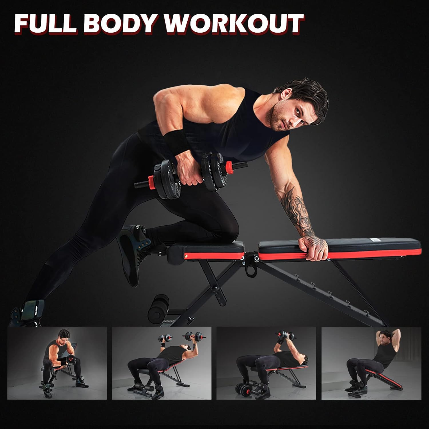 LINODI Weight Bench, Adjustable Strength Training Benches for Full Body Workout, Multi-Purpose Foldable Incline Decline Home Gym Bench : Sports & Outdoors