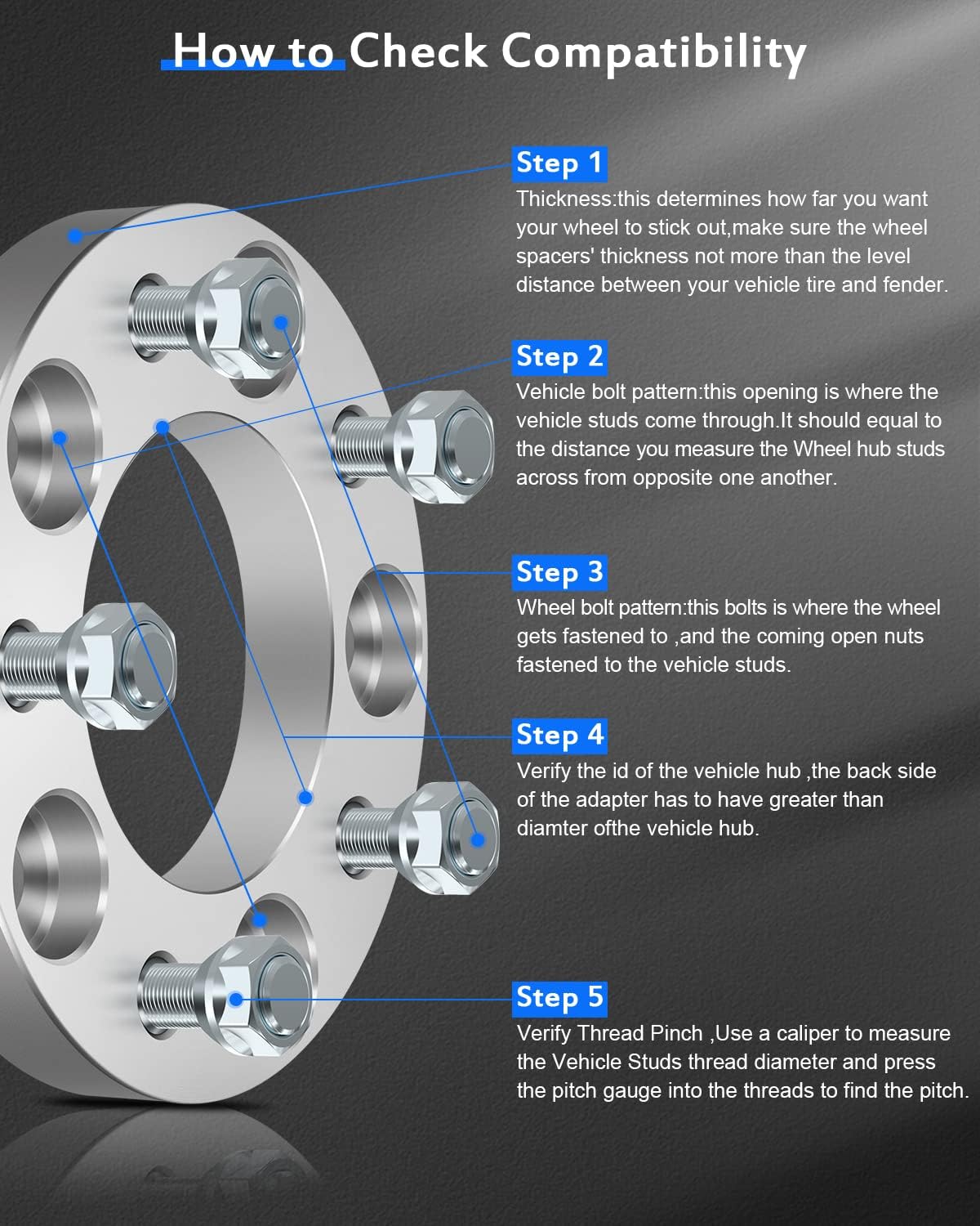ECCPP 1" 5x5 to 5x5 5 Lug Wheel Adapter Spacers 5x127 to 5x127 fits for Jeep Commander Grand for Jeep Cherokee Wrangler