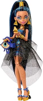 Monster High Pokeball Doll, Cleo de Nile Party Dress with Themed Accessories like Septers & Cupcakes