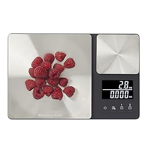 KitchenAid KQ909 Dual Platform Digital Kitchen and Food Scale, 11 pound capacity and Precision 16oz capacity, Black with Stainless Steel