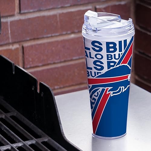 Miniatura 58 de Rico Industries NFL Football - Vaso de acrílico de 24 onzas con tapa con bisagras, vaso de doble pared con licencia oficial para fanáticos de la NFL