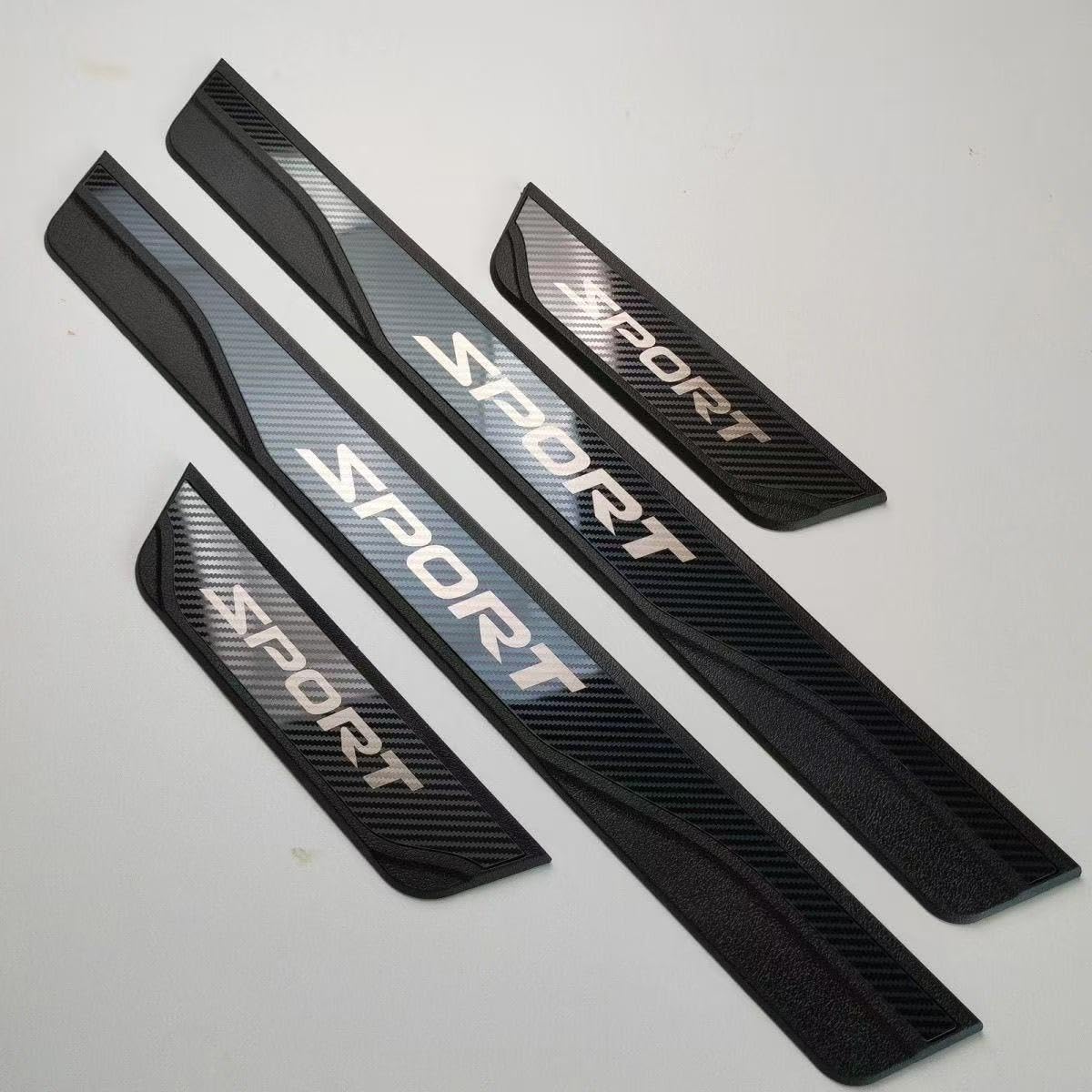 Woniyal Carbon Fiber 4 Pcs Stainless Steel Car Door Sill Scuff Plate Guard Sills For Byd Seal, Ev 2025, 2024, Automotive Door Entry Guard Protector Trim,