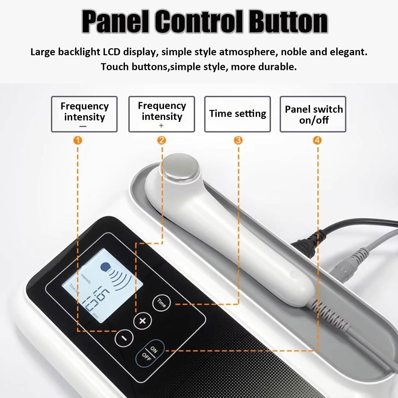 Máquina de Terapia Portátil Control Táctil Dispositivo de Alivio del Dolor Ultrasónico 1.05 MHz Equipo de Fisioterapia Temporizador de 5 Marchas Intensidad/(5-30min)