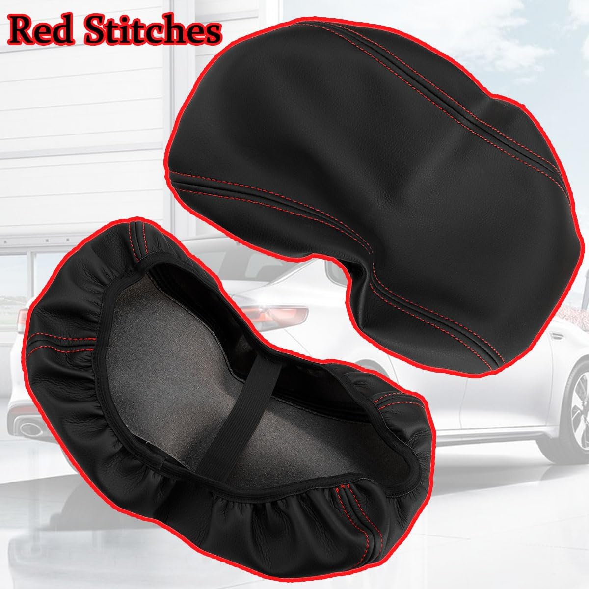 Car Center Console Armrest Cover for Kia Optima 2016 2017 2018 2019 2020 Leather Console Armrest Box Lid Cover Protector Cushion Saver Accessories,Red Stitches