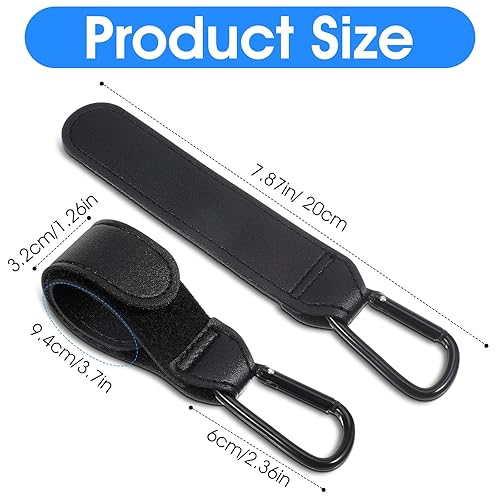 Miniatura 2 de Xindojuz - 2 ganchos de cochecito para bolsas, correas multiusos para cochecito con clip de mosquetón grande para colgar bolsas de pañales y