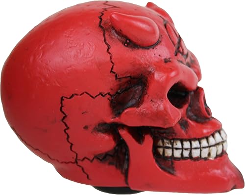 Miniatura 3 de Perilla de calabera de diablo en rojo y negro.