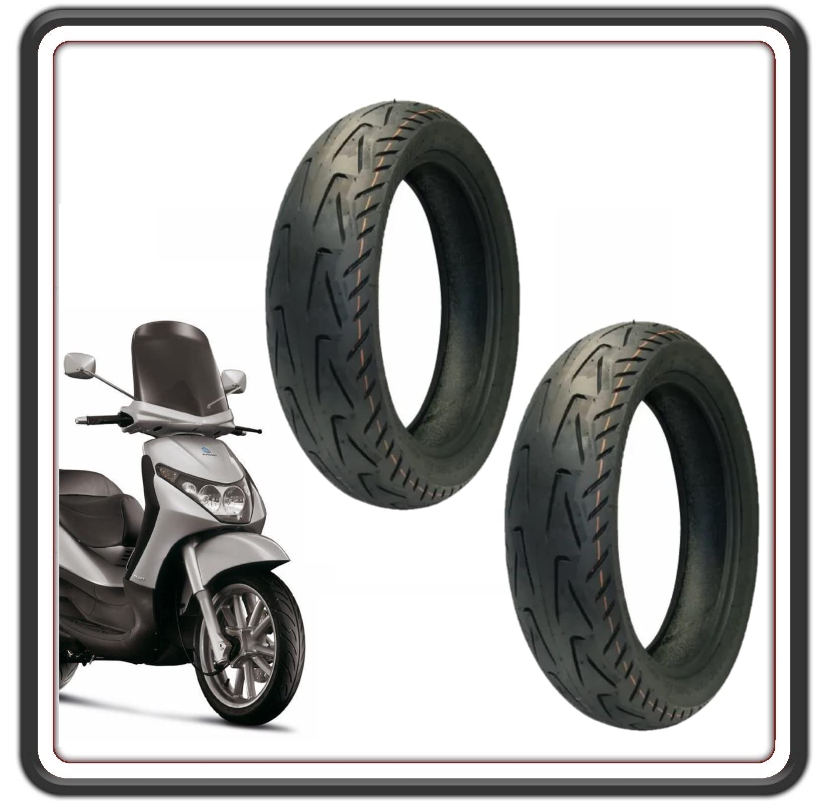 ZESTAW DWA GUMOWE POKRYWA POKRYWA OPONY POKROWCE GUMOWE 110/70-16 - 140/70-16 KOMPATYBILNY Z PIAGGIO BEVERLY 125 E3 OD 2007-2008