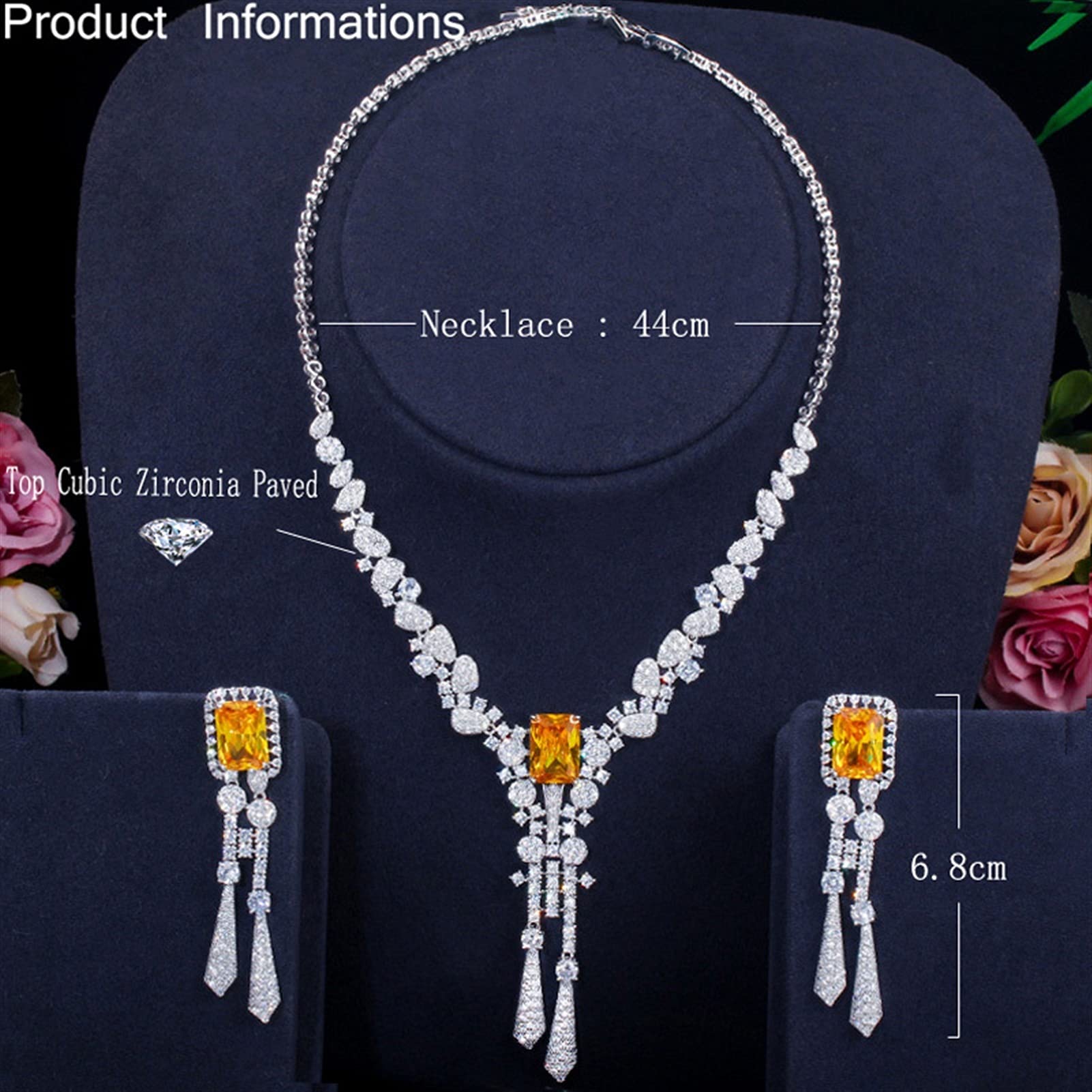 Gioielli in Argento Colore zirconi Pendenti Goccia Set di Gioielli da Sposa da Sposa Costume da Donna